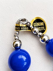 Vintage Genuine Lucite Cobalt Blue Beaded Necklace Made in Hong Kong 32”