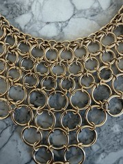 R.J. Graziano Gold Tone Open Circle Bib Statement Necklace Adjustable Collar