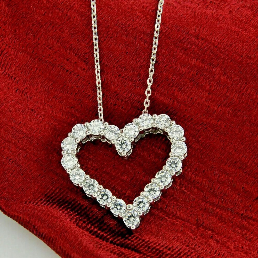 Heart Cut Lab Created Diamond Engagement Love New Pendent 14K White Gold Finish