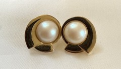 Vintage GIVENCHY Gold Tone Faux Pearl Earrings Signed Excellent