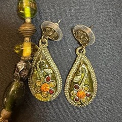 Vintage Artisan Beaded Necklace and Earring Set