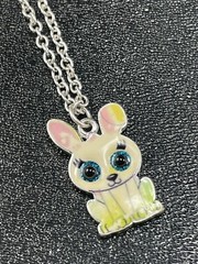 Vintage Bunny Rabbit Pendent Necklace 16-18” Chain