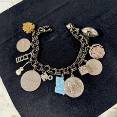 Vintage Danecraft 925 Sterling Silver Charm Bracelet With 12 Non Silver Charms