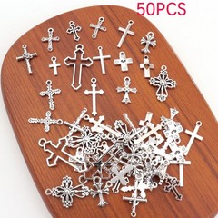 50pcs Mixed Zinc Alloy Antique Cross Charms A5626 For Jewelry Making