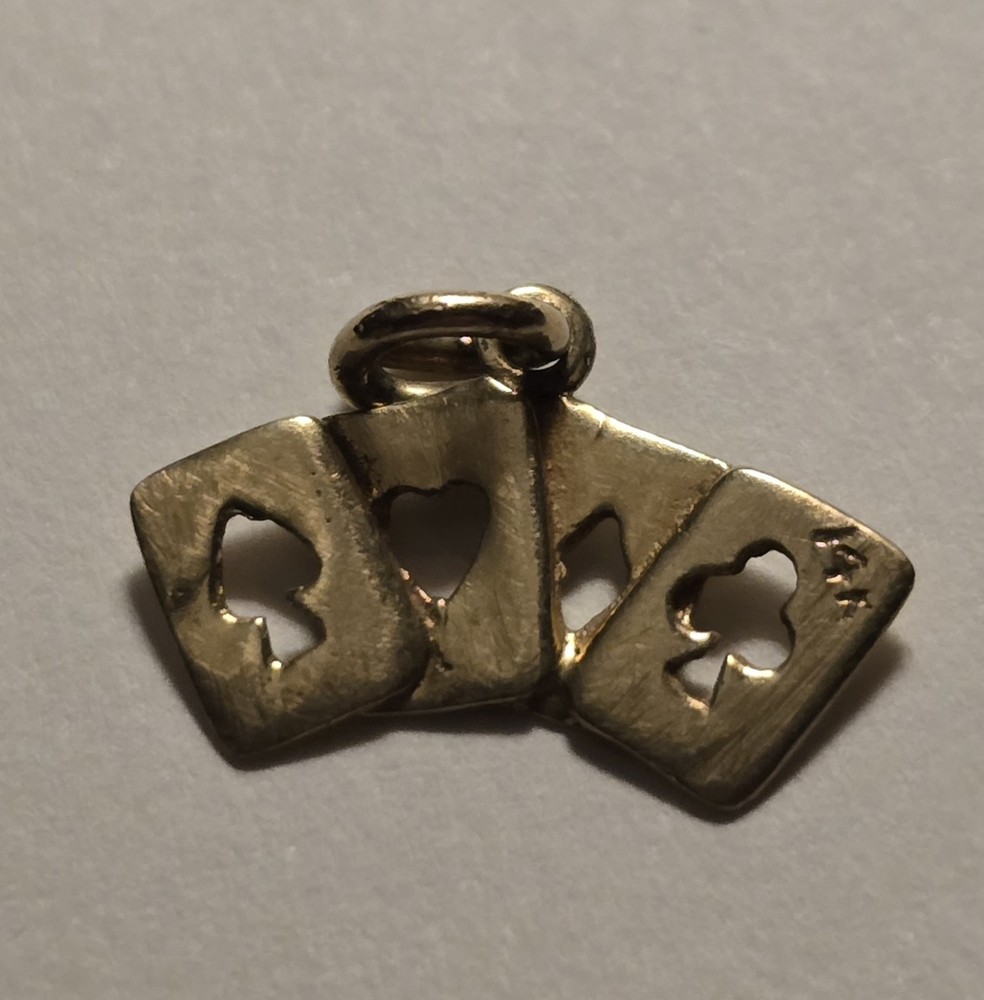 14k Gold Suit Cards Pendant Vintage Custom Made