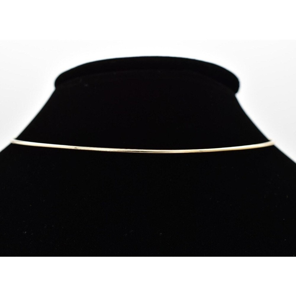 Vintage Choker Necklace Simple Wire Collar Gold Tone Metal Round Shiny NOS 1980s