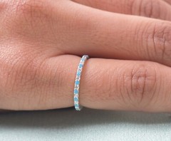 Sleeping beauty gemstone Full Turquoise and Moissanite Engagement Band Jewellery