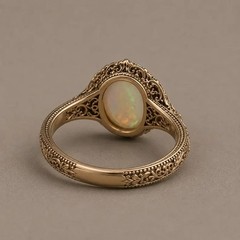Natural Ethiopian Opal Ring 925 Sterling Silver Vintage Opal Oval Ring