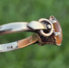 Antique 18K Yellow Gold Orange Fire Ethiopian Opal Ring Old Estate Jewelry