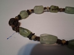 Agate Necklace 19″ Vintage Natural Moss Agate Stone Bead Necklace OVER 3 OUNCES