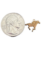 Vintage Horse Rider Charm Pendant Equestrian Jockey Gold Tone Racing