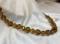 Vintage Art Deco Golden Brown Czech Large Crystal Glass Bead Strand Necklace 30″
