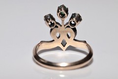 Antique Circa 1900s Ottoman 14k Gold Natural Rose Cut Diamond And Emerald Ring