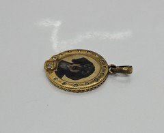Vintage Dog Photo Pendant with Poem on Back 1″