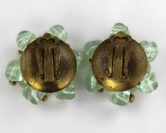 Vintage 50s Green Bauble Necklace Earrings Jewelry Set Frosted Opaque W Germany