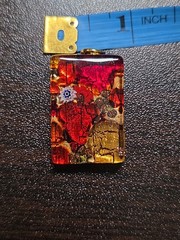 Authentic Vintage Murano Glass Pendant Red & Gold Leaf Millefiori Made in Italy