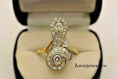 14K 2-Tone Gold Over 1.50CT Round Lab-Created Diamond Vintage Art Deco Ring Gift