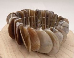 Vintage Mother Of Pearl Stretchy Coastal Beach Statement Bracelet One Size