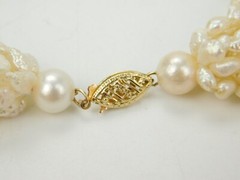VTG 14k Gold JCM 14k Gold Multi 10 Strand Rice Pearl Necklace 17″ Long 61.6g