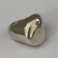 Chunky Sculptural Sterling Silver Ring Modernist Asymmetrical Puffy Bold 925 VTG