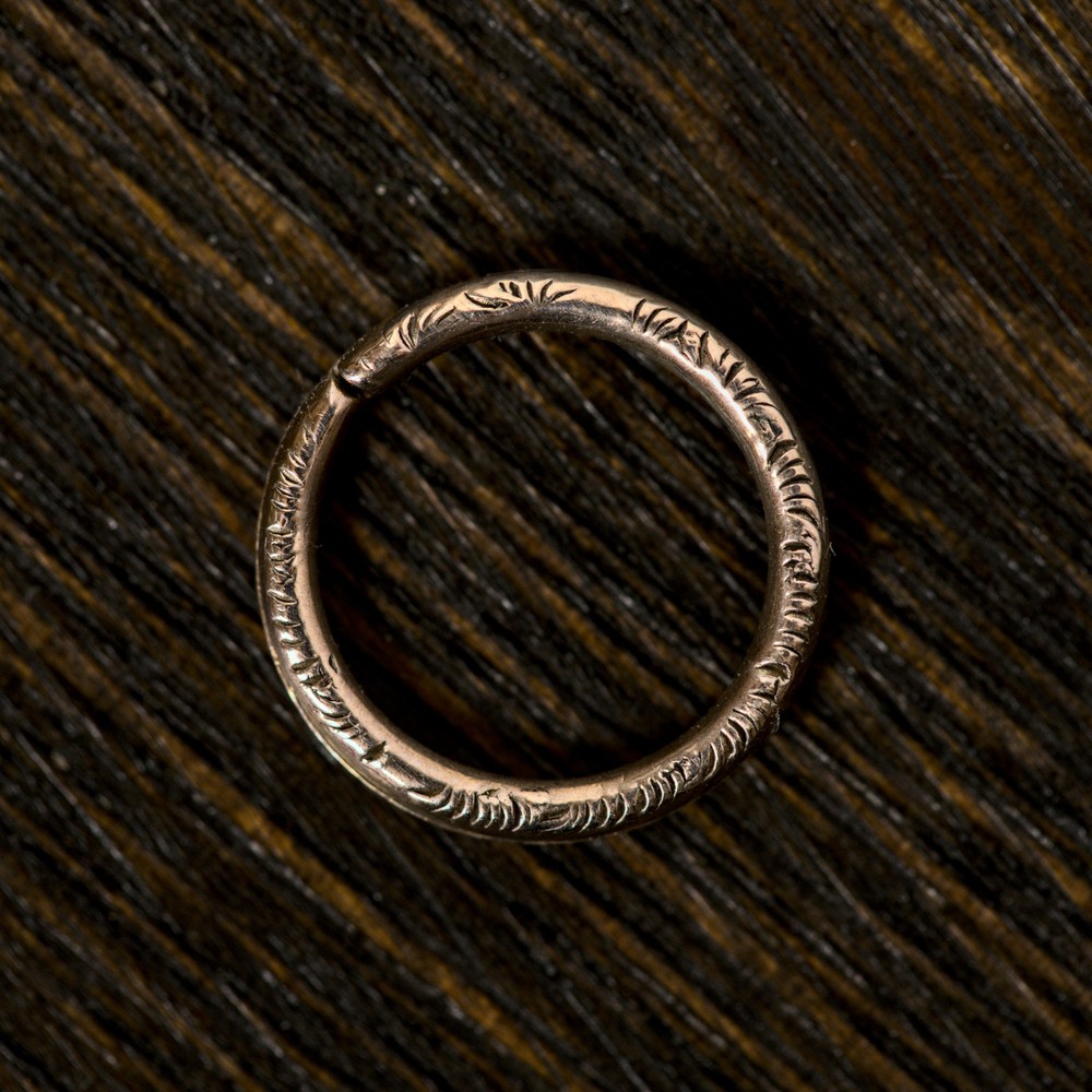 ANTIQUE GENUINE GEORGIAN ENGLISH 15K GOLD ORNATE ENGRAVED SPLIT RING CONNECTOR