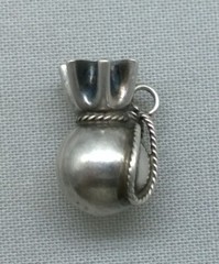 Vintage Sterling Silver Money Bag Charm Sack Riches 3D