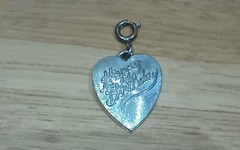 VINTAGE SILVER TONE CHARM HEART WITH HAPPY BIRTHDAY