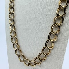 Necklace Vintage Gold Tone Double Oval Link Chain Statement Bold Chunky Retro