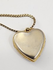 Vintage Micro Mosaic Heart Pendant Necklace Gold Tone Serpentine Chain 24″