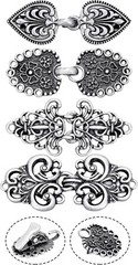 Elegant Vintage Sweater Clip Set – 4 Retro Shawl Collar Fasteners in Zinc Alloy