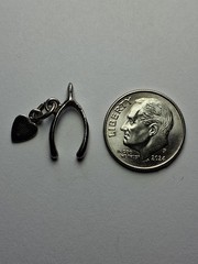 Vintage Wells Small Sterling Silver .925 “Good Luck” Wishbone Charm Pendant