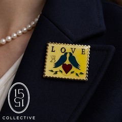 USPS Vintage 80s Love Series (Love Birds) 25c Stamp Collectible Enamel Pin