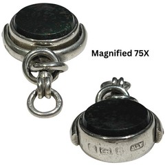 Antique 1881 Victorian Bloodstone + Carnelian Fob Pendant *Birmingham Silver*