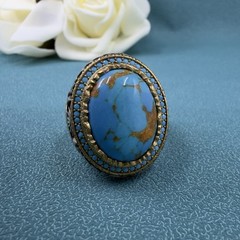 VINTAGE Signed 🩵 STERLING SILVER 925 Turquoise Cabochon MEN’S Turkish RING 12