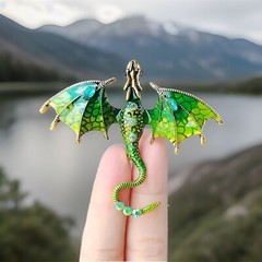 Retro Flying Dragon Green Painted Brooch Pendant US Seller No Drop Shipping