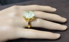 14k Yellow Gold Engagement ring 21.18ct. Natural Cushion Light Yellow Diamond