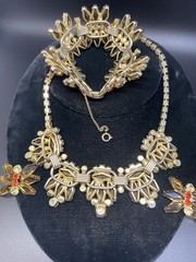 JULIANA D&E BOOK SET GRAND PARURE COFFIN RHINESTONES 5 PIECE PARURE SET