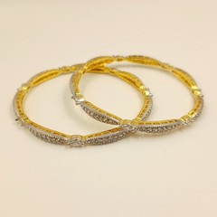 Handmade South Indian CZ Bangle Set 22K Gold Plated Bridal Wedding Jewelry Sets