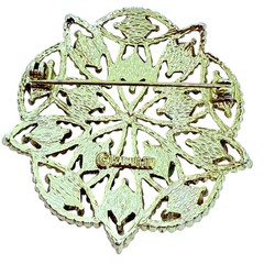 SARAH COVENTRY signed gold tone faux gemstones designer brooch