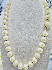 Rare! High End! “Trifari” w/Crown Over “T” 22″ Faux Baroque Pearls’ Necklace