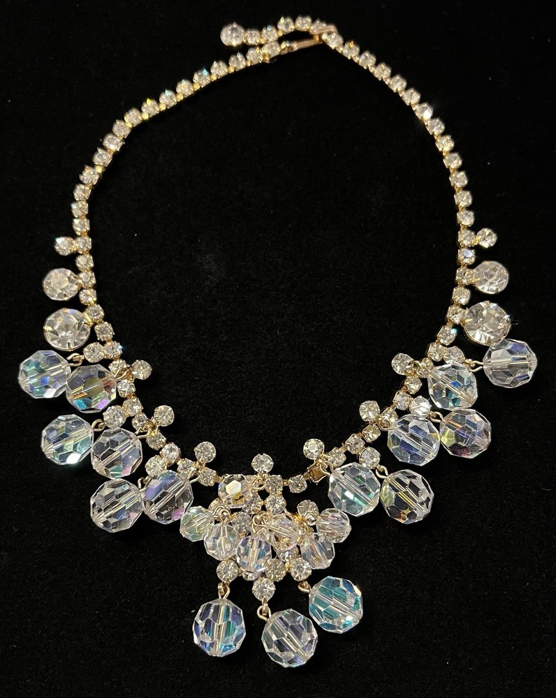 Juliana D&E AB Crystal Bead & Clear Rhinestone Cha Cha Necklace BOOK PIECE