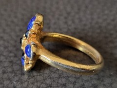 Vintage Edgar Berebi Gold tone Lapis Lazuli Ring. Size 8