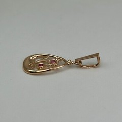 Chic Vintage Original Soviet Rose Gold 583 14k Pendant With Ruby 1,75 g.