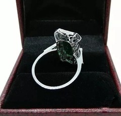 Art Deco Style Edwardian 5Ct Lab Created Emerald Wedding 14K White Gold FN Ring