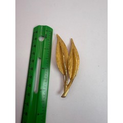 Vintage BSK Gold Tone Leaf Brooch – Brushed Textured Modernist Floral Pin