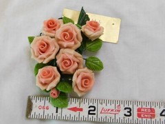 English Clay Handmade California Vintage Roses Brooch