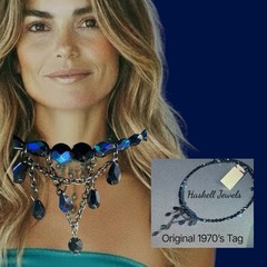 VTG Miriam Haskell Necklace Choker Orig Tags Iridescent Glass Couture Vrba Era