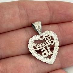 Vintage 925 Sterling Silver Sweet 16 Birthday Floral Heart Charm Pendant