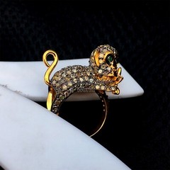 Victorian 3.55ctw Rose Cut Diamond Emerald Silver Stunning Monkey Ring Jewelry