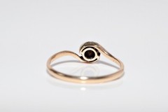 Antique Circa 1900s Handcrafted 14k Gold Natural Rose Cut Diamond Solitaire Ring